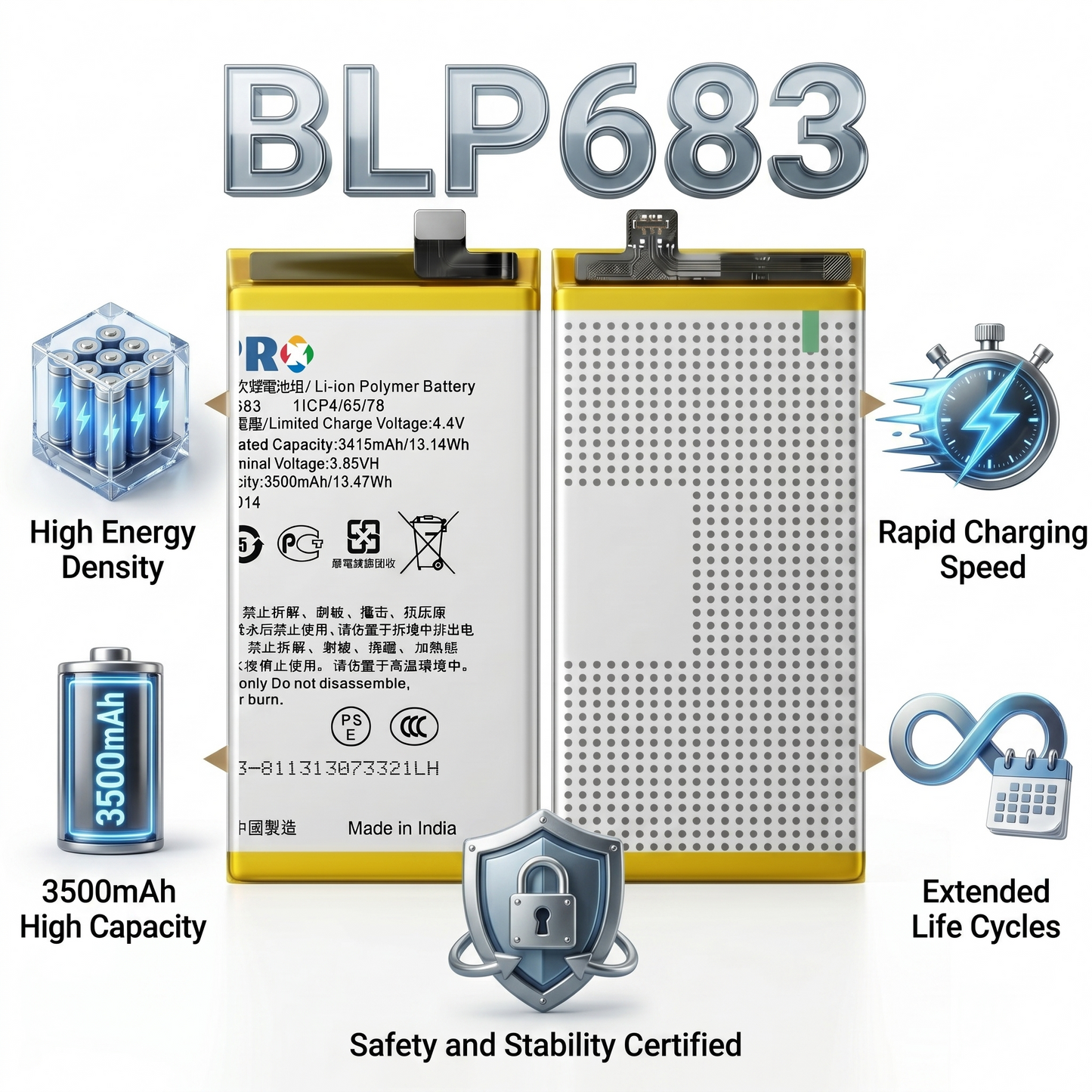 BLP683 for  Realme 2 Pro F9 Pro F9 3500mAh Battery with warranty by NIVAPRO