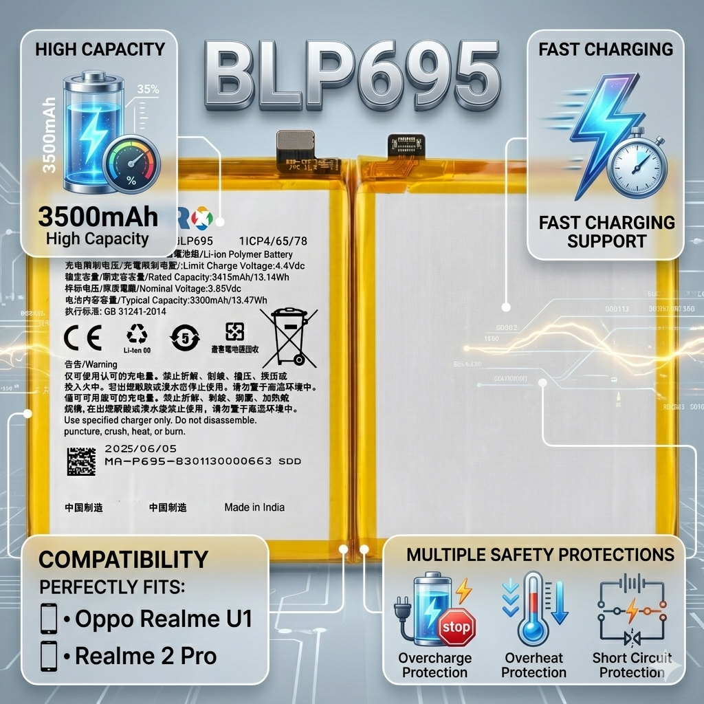 BLP695 for Oppo Realme U1,  Realme 2 PRO 3500mAh Battery with warranty by NIVAPRO
