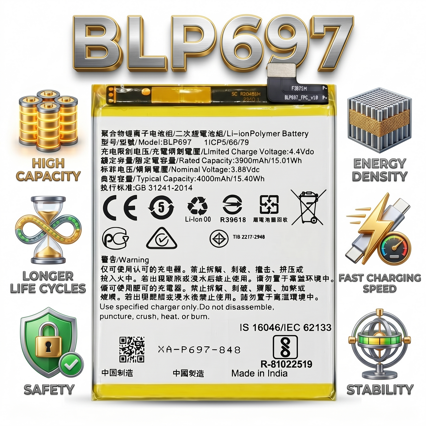 BLP697 for Oppo F11 Pro CPH1969/ CPH1823 / CPH1881 / CPH1825 4000mAh Battery with warranty by NIVAPRO