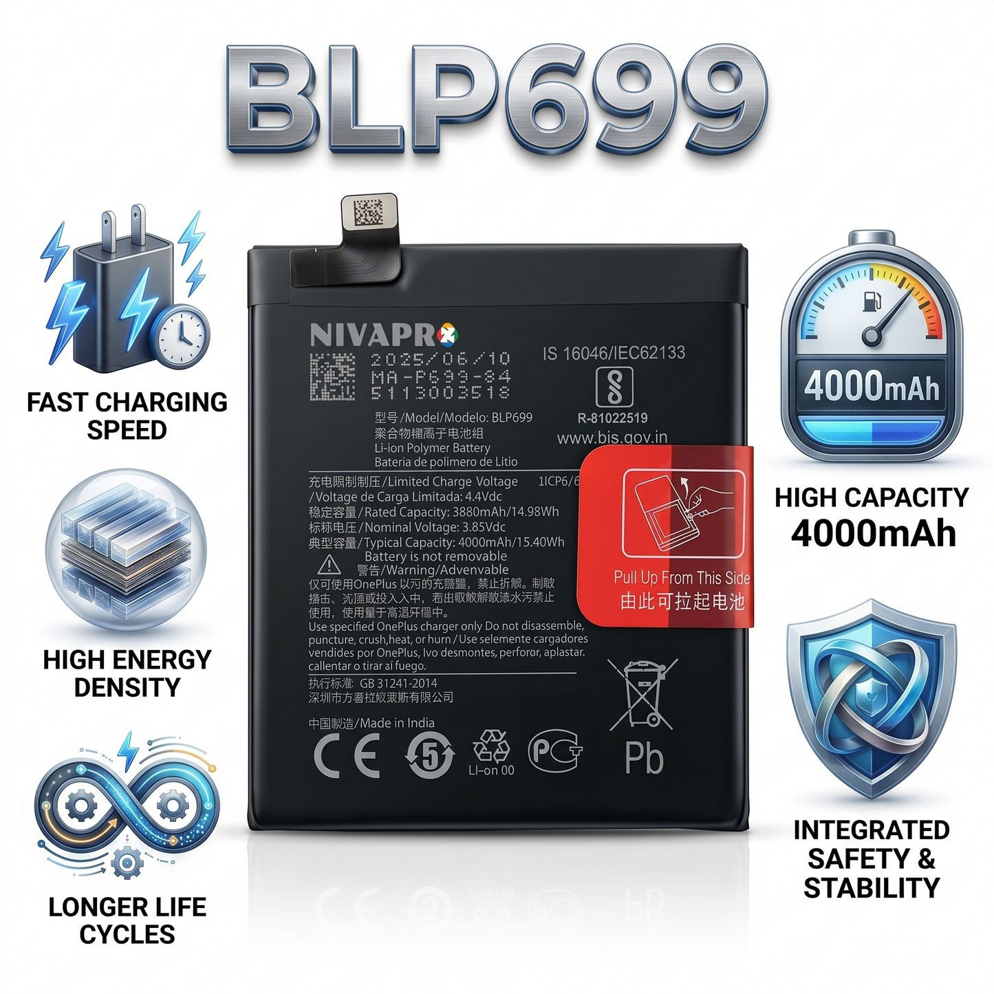 BLP699 for OnePlus 7 Pro 4000mAh Battery with warranty by NIVAPRO