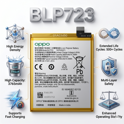 BLP723 for Realme X (model numbers RMX1901 and RMX1903) 3765mAh Battery with warranty by NIVAPRO