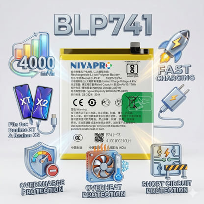 BLP741 for  Realme XT and Realme X2  RMX1921 RMX1992, RMX1993, RMX1991 4000mAh Battery with warranty by NIVAPRO