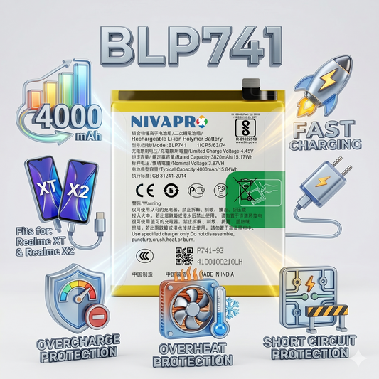 BLP741 for  Realme XT and Realme X2  RMX1921 RMX1992, RMX1993, RMX1991 4000mAh Battery with warranty by NIVAPRO