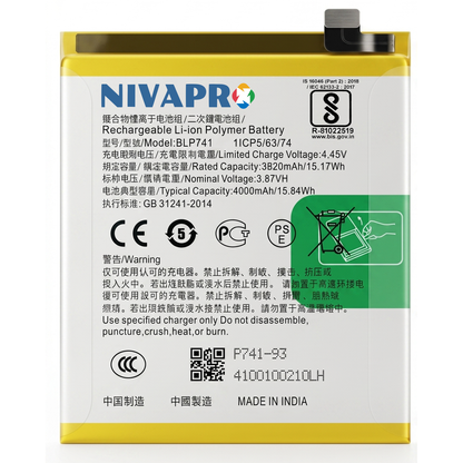 BLP741 for  Realme XT and Realme X2  RMX1921 RMX1992, RMX1993, RMX1991 4000mAh Battery with warranty by NIVAPRO