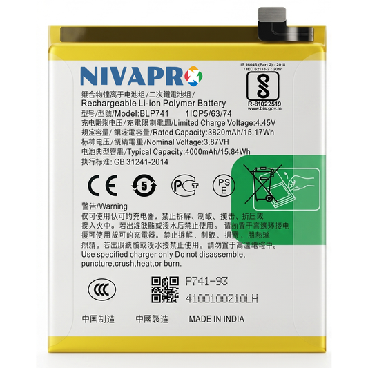 BLP741 for  Realme XT and Realme X2  RMX1921 RMX1992, RMX1993, RMX1991 4000mAh Battery with warranty by NIVAPRO