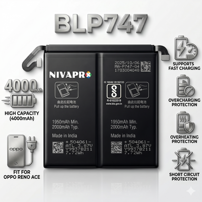 BLP747 for  Oppo Reno Ace 4000mAh Battery with warranty by NIVAPRO