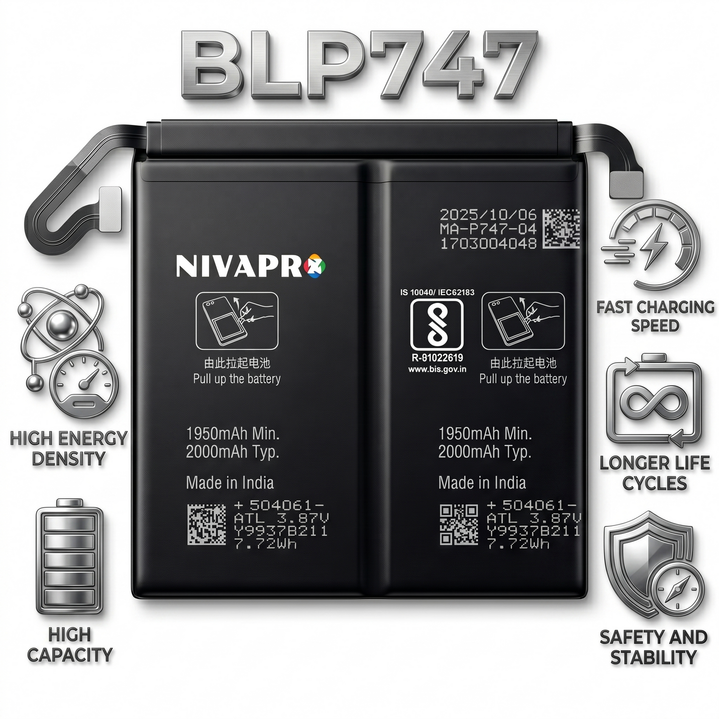 BLP747 for  Oppo Reno Ace 4000mAh Battery with warranty by NIVAPRO