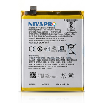 BLP755 for  Oppo Reno 3 and Oppo Reno 3 Pro 4025mAh Battery with warranty by NIVAPRO