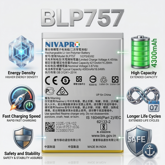 BLP757 for  Realme 6 |  Realme 6i | Realme 6 Pro 4300mAh Battery with warranty by NIVAPRO