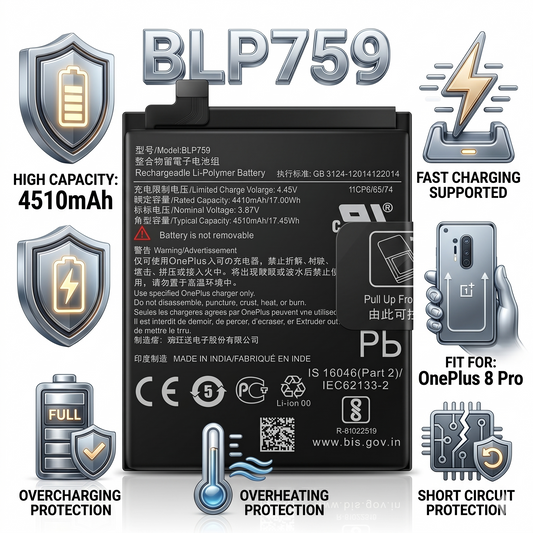 BLP759 for  OnePlus 8 Pro 4510mAh Battery with warranty by NIVAPRO