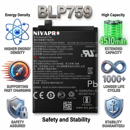 BLP759 for  OnePlus 8 Pro 4510mAh Battery with warranty by NIVAPRO