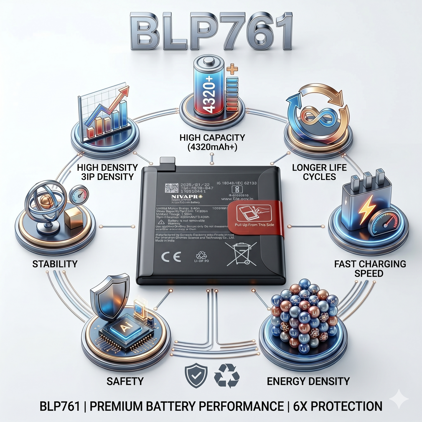 Original BLP761 for  OnePlus 8 4320mAh  Battery with warranty by NIVAPRO