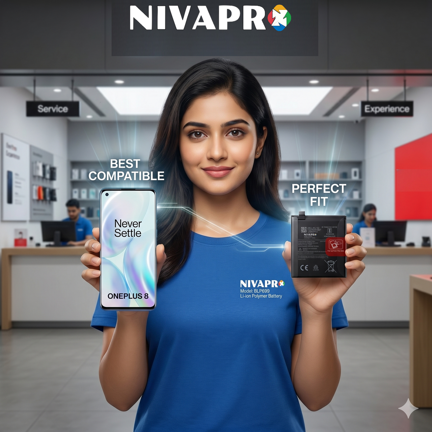 Original BLP761 for  OnePlus 8 4320mAh  Battery with warranty by NIVAPRO