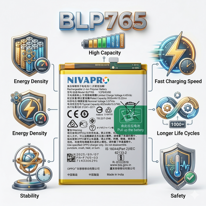 Original BLP765 for  Oppo Reno 3 | A91 | F15 CHP2001 | CPH2021 |  PCPM00 4025mAh  Battery with warranty by NIVAPRO