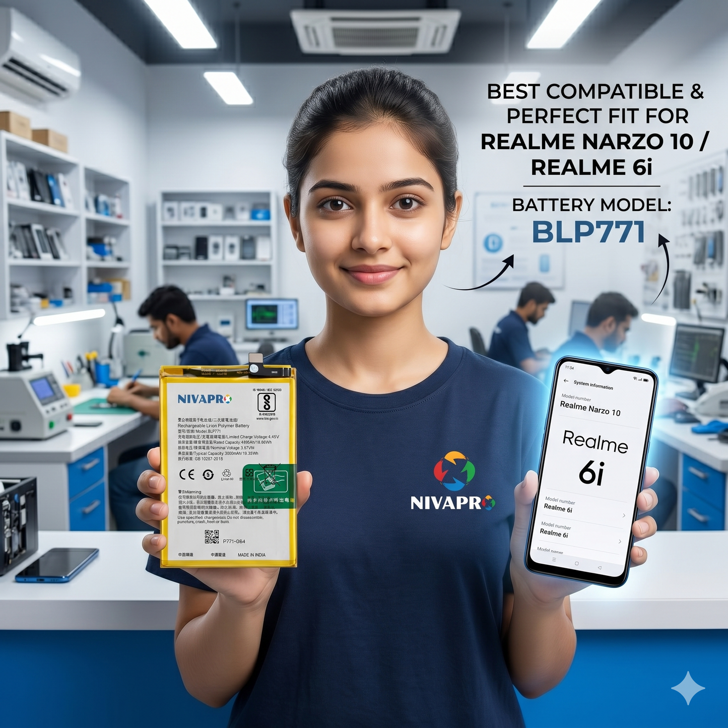 Original BLP771 for Oppo Realme Narzo 10 | Realme 6i 4310mAh  Battery with warranty by NIVAPRO