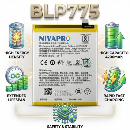 Original BLP775  for  Realme X50 | Reno 3 4G 2020 | 3 5G | 3 PRO | CPH2009 | PCRM00 | PCRT00  4200mAh  Battery with warranty by NIVAPRO