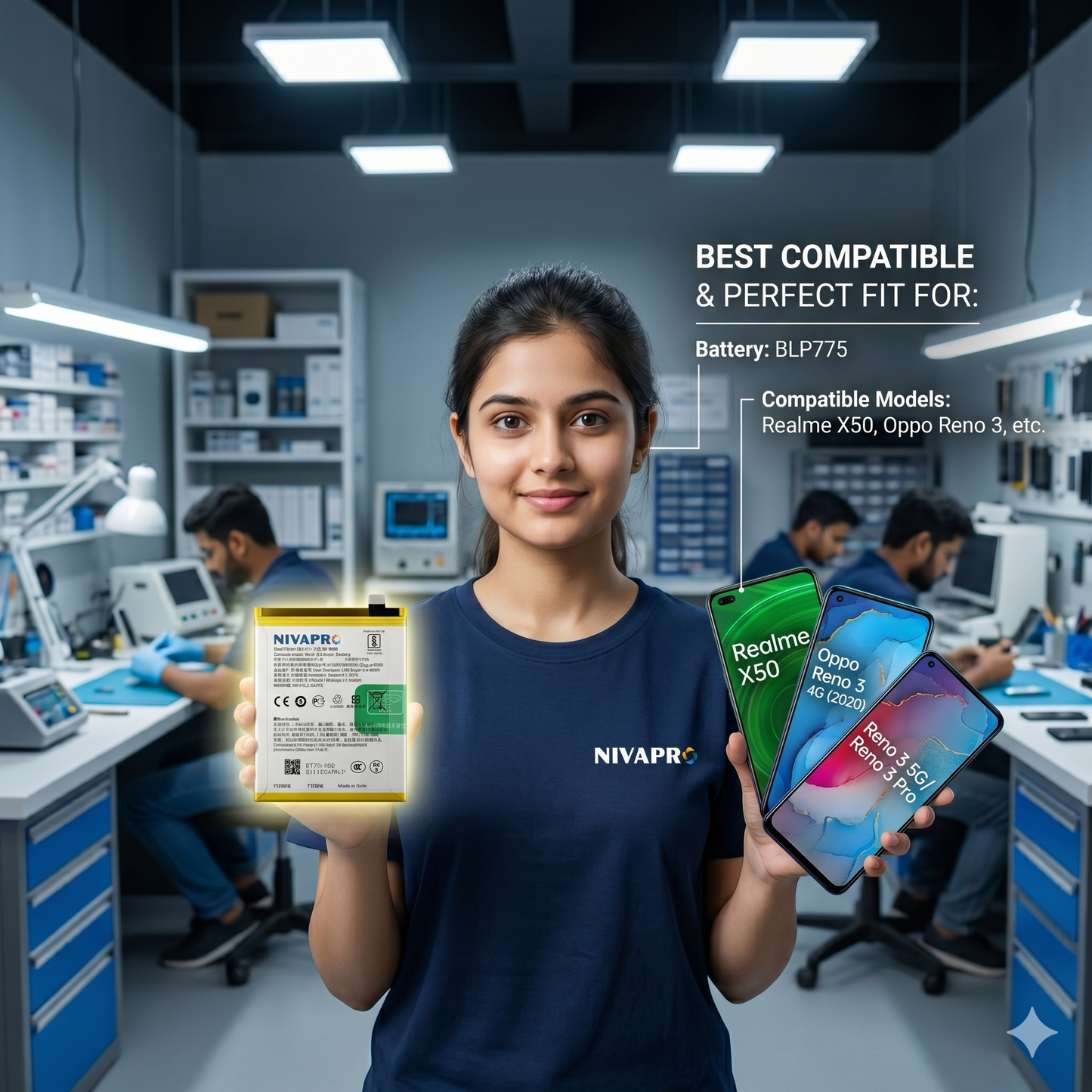 Original BLP775  for  Realme X50 | Reno 3 4G 2020 | 3 5G | 3 PRO | CPH2009 | PCRM00 | PCRT00  4200mAh  Battery with warranty by NIVAPRO