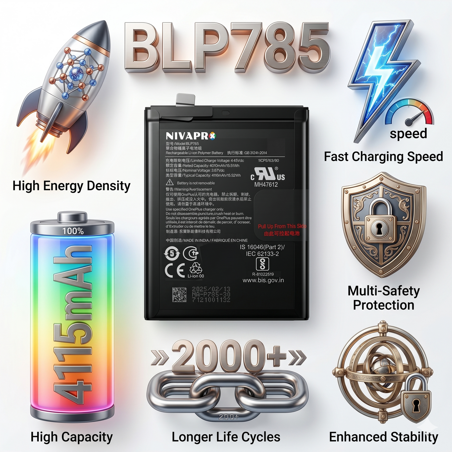 BLP785 for OnePlus Nord | One Plus 8 nord 5G | One Plus Z smartphones 4115mAh Battery with warranty by NIVAPRO