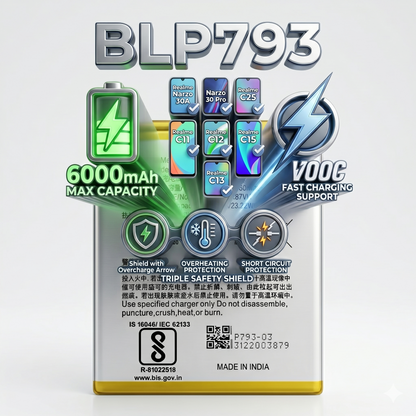 BLP793 Battery for Realme Norzo 30A | Norzo 30 pro | C25 | C11 | C12 | C13 | C15 smartphones 6000mAh Battery with warranty by NIVAPRO