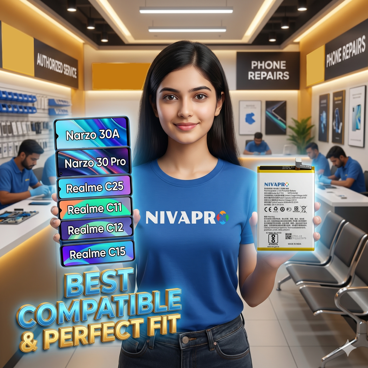 BLP793 Battery for Realme Norzo 30A | Norzo 30 pro | C25 | C11 | C12 | C13 | C15 smartphones 6000mAh Battery with warranty by NIVAPRO