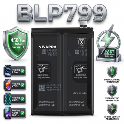 BLP799 Battery for Realme 7 Pro, X7 Pro, X3 Pro, and Narzo 20 Pro smartphones 4500mAh Battery with warranty by NIVAPRO
