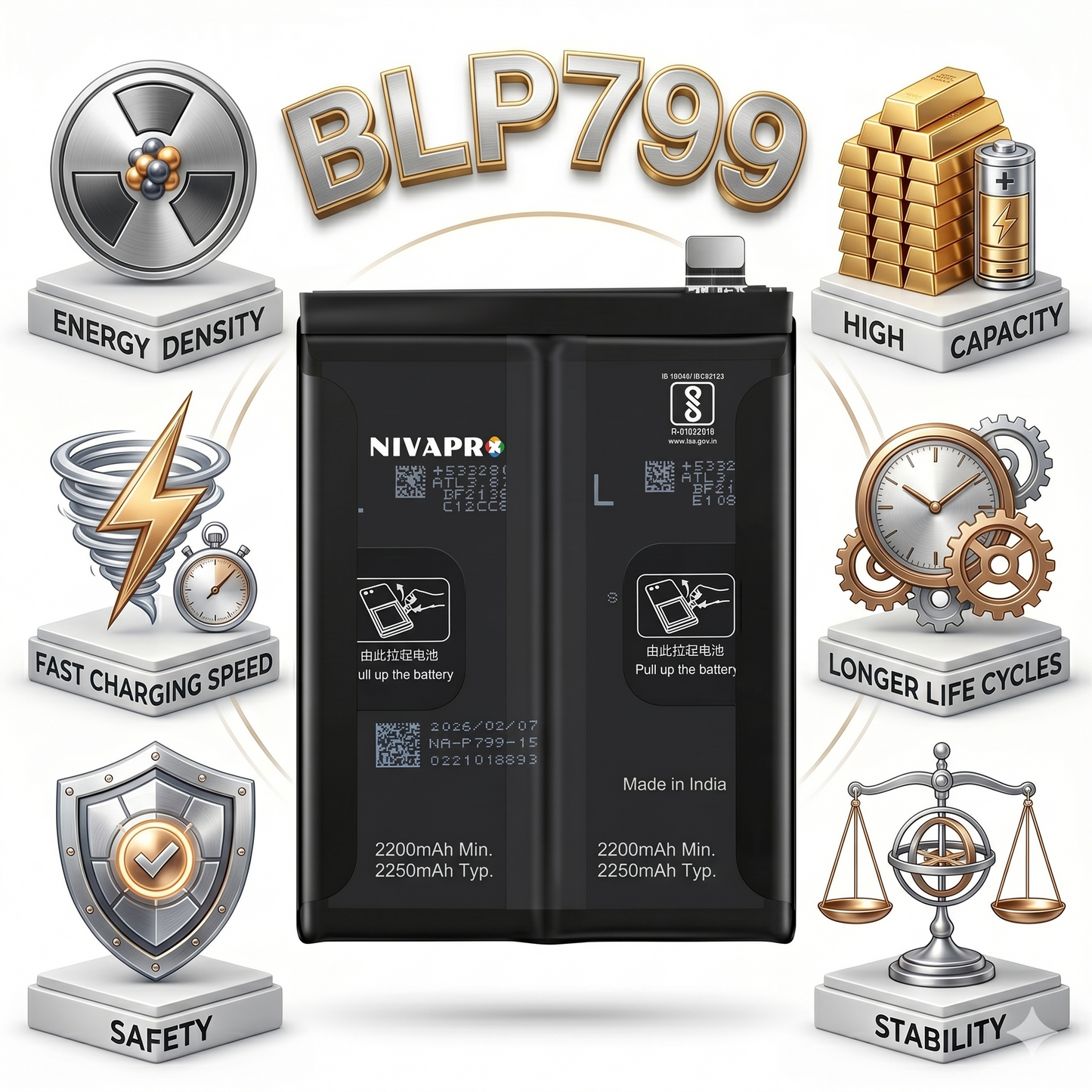 BLP799 Battery for Realme 7 Pro, X7 Pro, X3 Pro, and Narzo 20 Pro smartphones 4500mAh Battery with warranty by NIVAPRO