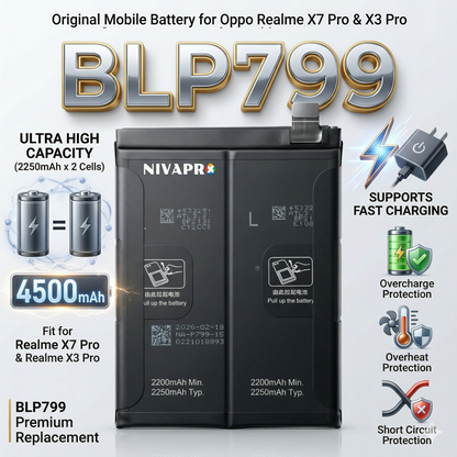 BLP799 Battery for Realme 7 Pro, X7 Pro, X3 Pro, and Narzo 20 Pro smartphones 4500mAh Battery with warranty by NIVAPRO