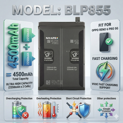 BLP855 for Reno 6 Pro 5G 4500mAh Battery with warranty by NIVAPRO