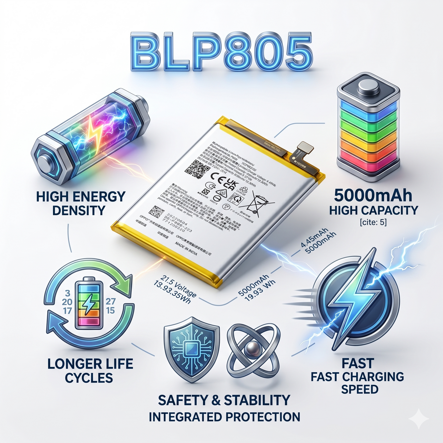 BLP805 Battery for  Oppo A53 (2020), A33, A32, A52, and A54 smartphones 5000mAh Battery with warranty by NIVAPRO