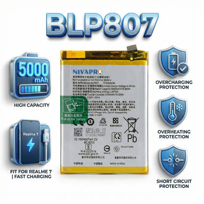 BLP807  for Smartphones Realme 7/7 5g  5000mAh Battery by NIVAPRO