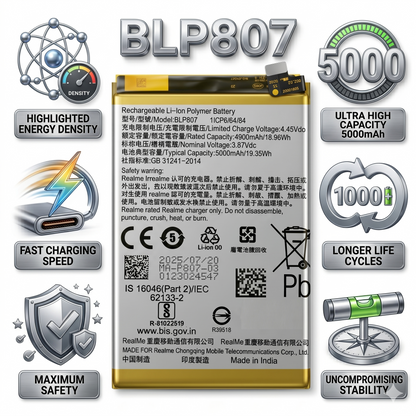 BLP807  for Smartphones Realme 7/7 5g  5000mAh Battery by NIVAPRO