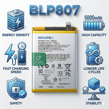 BLP807  for Smartphones Realme 7/7 5g  5000mAh Battery by NIVAPRO