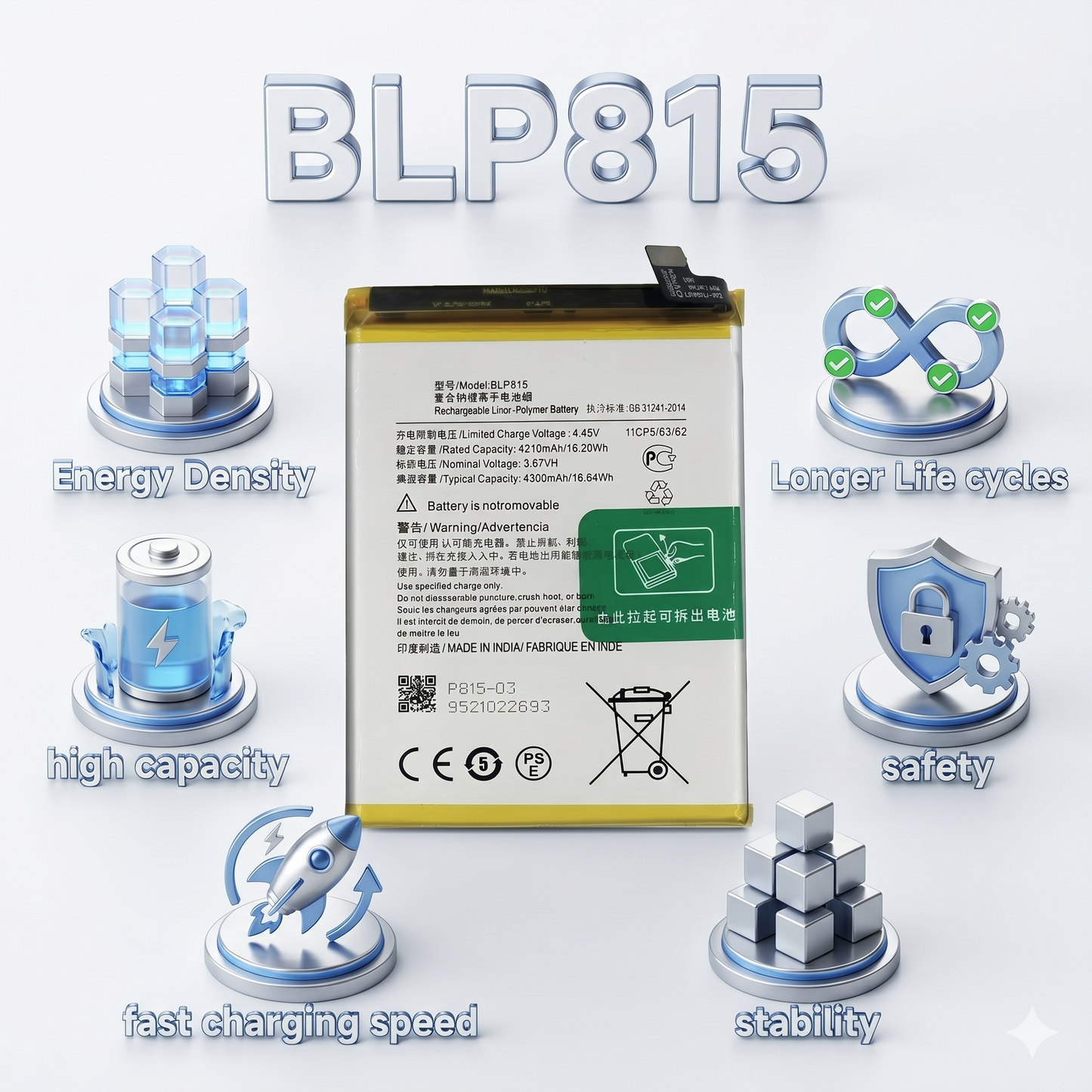 BLP815 Battery for Oppo A15 / A3s /A15 2020 /A15S smartphones 4300mAh Battery with warranty by NIVAPRO
