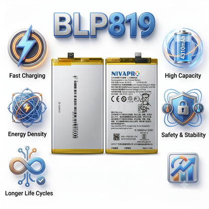 BLP819 Battery for  OPPO RENO 5 4G RENO 5 LITE RENO 5Z smartphones 4310mAh Battery with warranty by NIVAPRO