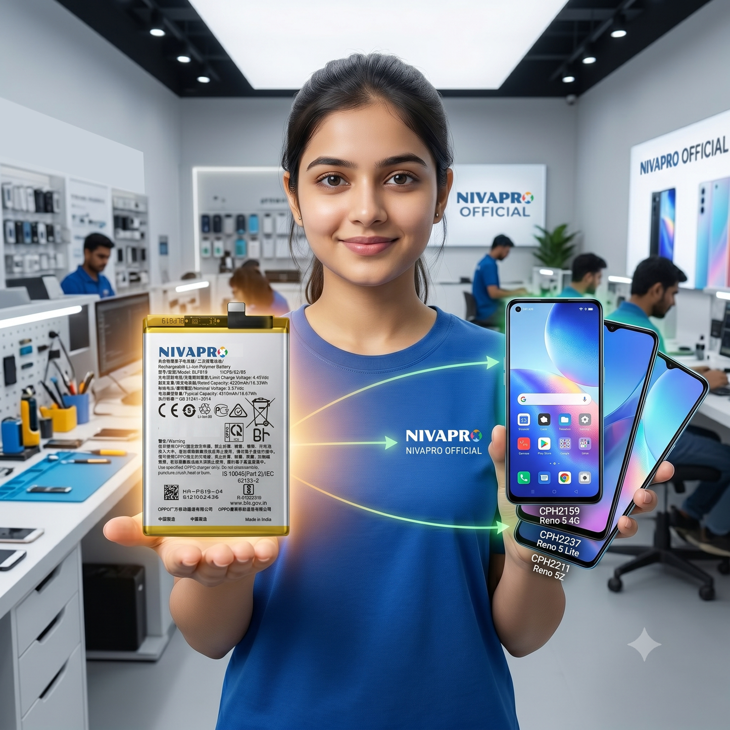 BLP819 Battery for  OPPO RENO 5 4G RENO 5 LITE RENO 5Z smartphones 4310mAh Battery with warranty by NIVAPRO