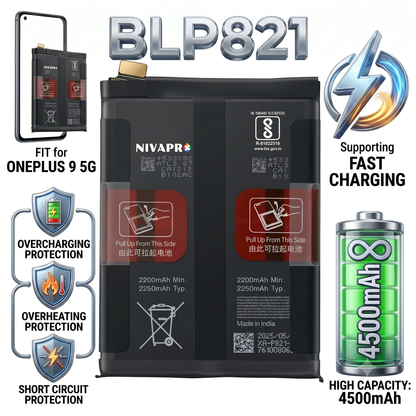 BLP821 Battery for  OnePlus 9 5G smartphones 4500mAh Battery with warranty by NIVAPRO