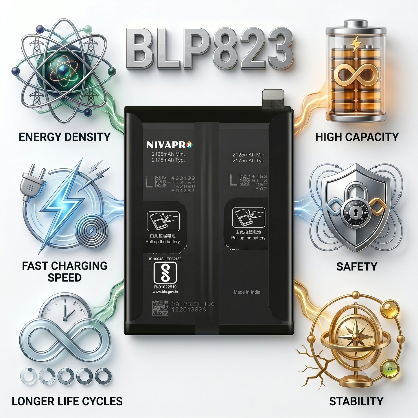 BLP823 Battery for  Oppo Reno 5 Pro 5G smartphones 4350mAh Battery with warranty by NIVAPRO