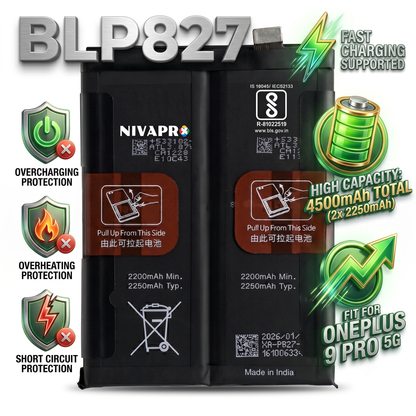 BLP827 Battery for OnePlus 9 Pro 5G smartphones 4500mAh Battery with warranty by NIVAPRO