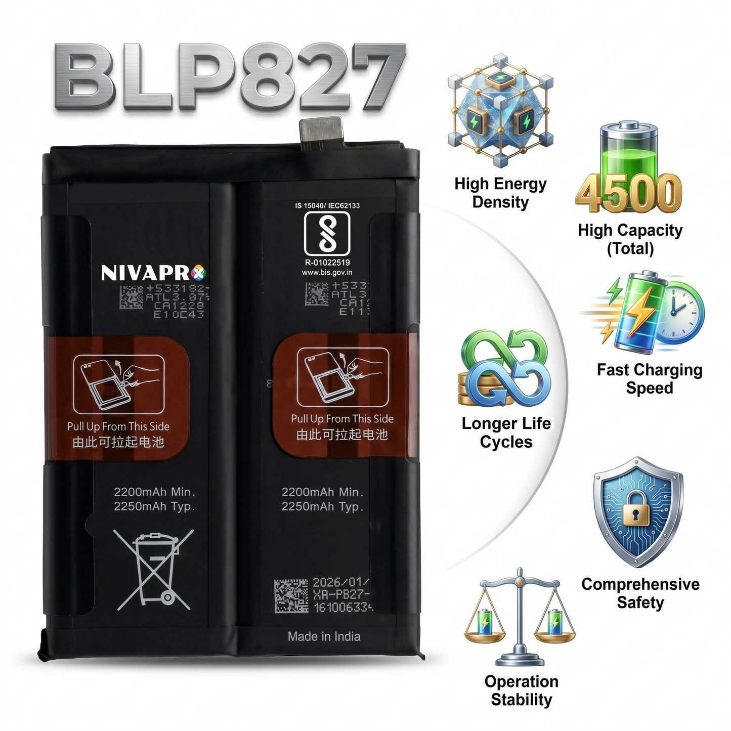 BLP827 Battery for OnePlus 9 Pro 5G smartphones 4500mAh Battery with warranty by NIVAPRO
