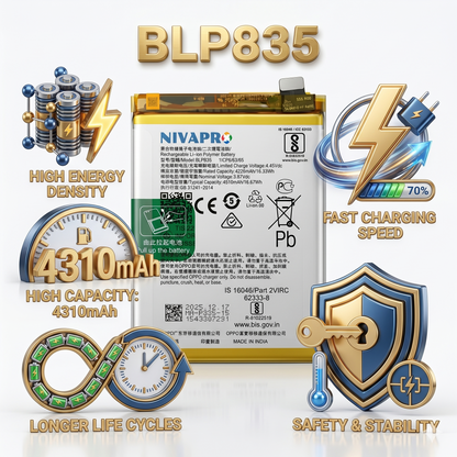 BLP835 Battery for Oppo/Reno 5F/5 Lite/A94 4G/F19 Pro 4310mAh Battery with warranty by NIVAPRO