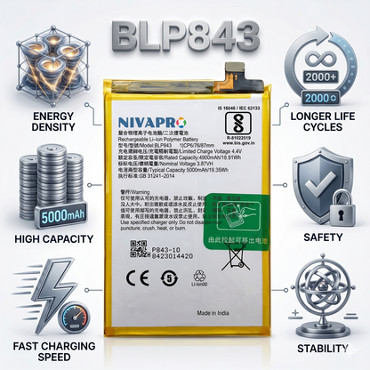 BLP843 Battery For OPPO K7x 5G smartphone  5000mAh Battery with warranty by NIVAPRO