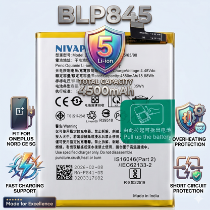 BLP845 Battery For OnePlus Nord CE 5G  4500mAh Battery with warranty by NIVAPRO