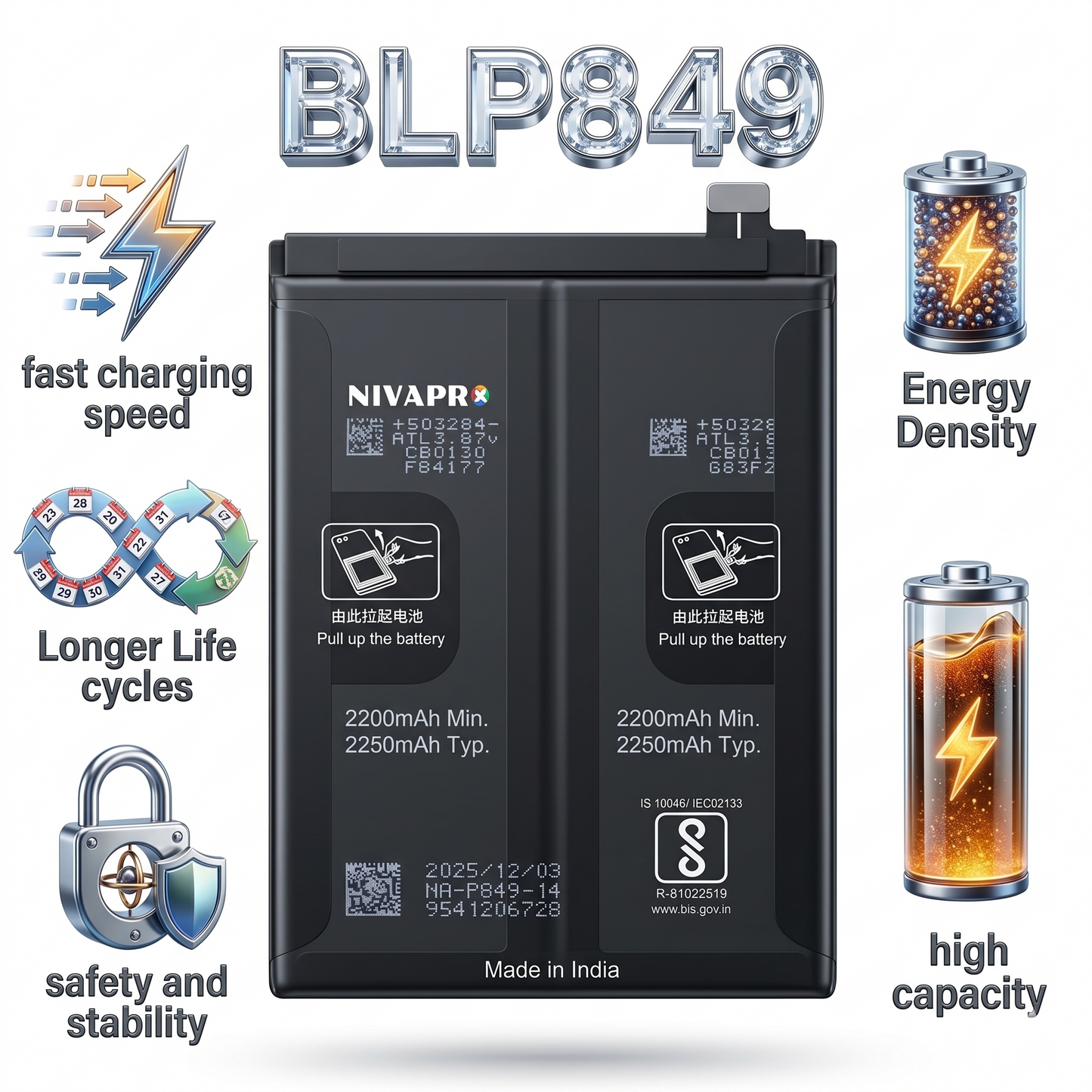 BLP849 Battery For Realme GT 5G GT Master Explorer Edition RMX1901  4500mAh Battery with warranty by NIVAPRO