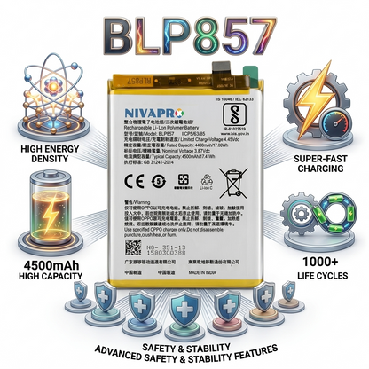 BLP857 Battery For Realme Q3 Pro 5G (RMX2205) / Realme X7 Max / Realme GT Neo (RMX3031)  4500mAh Battery with warranty by NIVAPRO