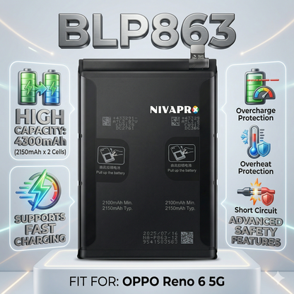 BLP863 for Oppo Reno 6 5G  4300mAh Battery with warranty by NIVAPRO