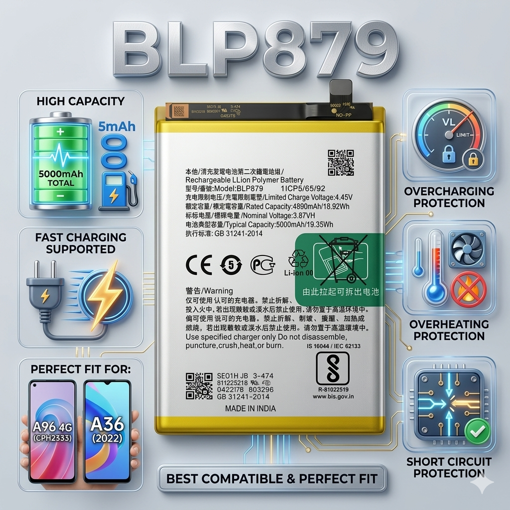BLP879  for Oppo A96 4G (CPH2333) and Oppo A36 (2022)  5000mAh Battery with warranty by NIVAPRO