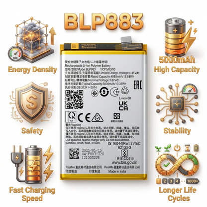 BLP883 for  Realme 9 4G (RMX3521) / Realme 8s 5G (RMX3381) / Narzo 50 Pro (RMX3395, RMX3396)  5000mAh Battery with warranty by NIVAPRO