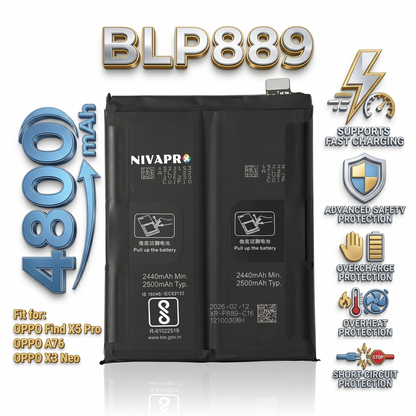 BLP889 for OPPO Find X5 Pro |  OPPO A76 | X3 Neo  4800mAh Battery with warranty by NIVAPRO