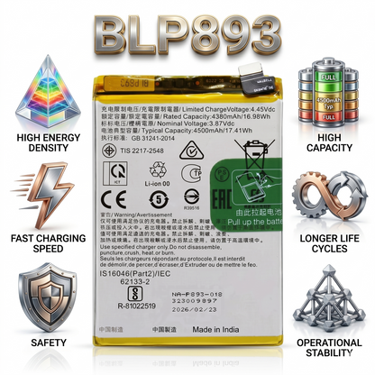 BLP893 for Oppo Reno 7 (both 4G and 5G models)  4500mAh Battery with warranty by NIVAPRO