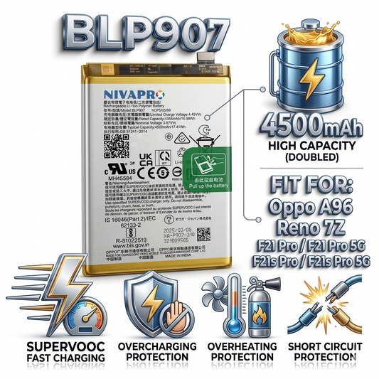 BLP907 for  A96 Reno 7Z | F21 Pro | F21 Pro 5G | F21s PRO | F21s Pro 5G  4500mAh Battery with warranty by NIVAPRO